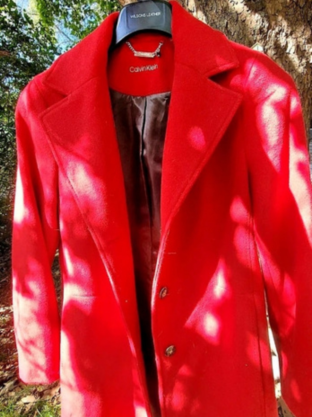 Calvin Klein Red Button-Front Pea Coat Like New